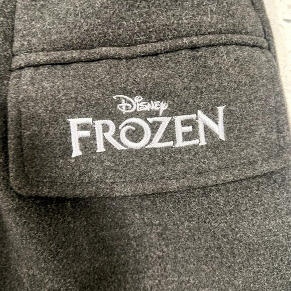 20% off $40+! Authentic Disney Frozen Girls Jacket 6X Grey LIKE NEW Pea Coat - Picture 4 of 13